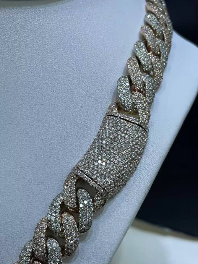 Most Affordable 16MM Round Moissanite Diamond 3 Row Iced Out Miami Cuban Link Chain for Mens From India