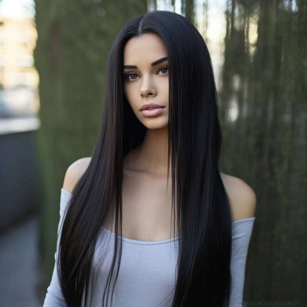 26 Inch Long Silky Straight Jet Black 13X4 Synthetic Lace Front Wigs For Women Heat Resistant Hair Glueless Wig 150% Density
