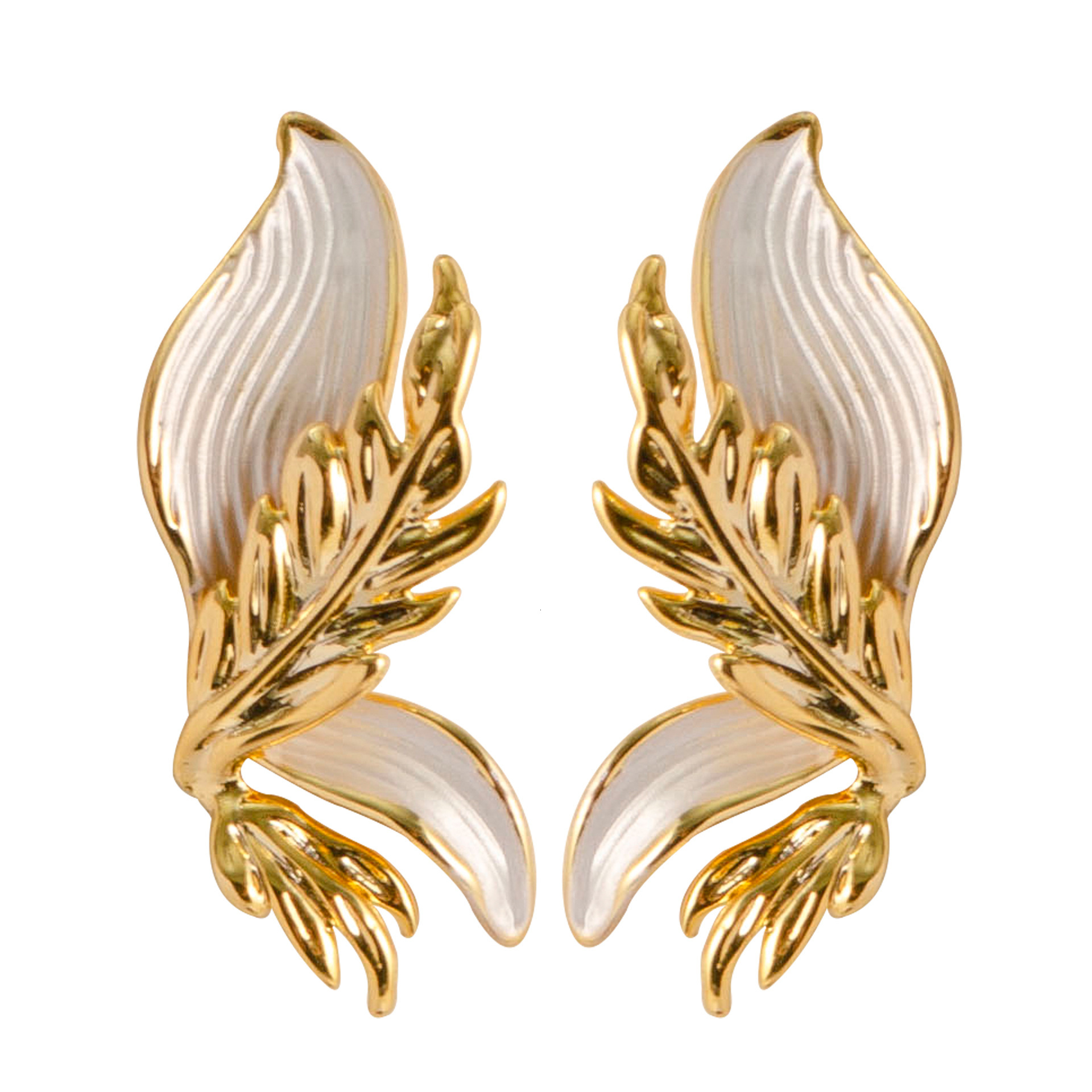 S Sier Needle French Elegant Exquisite Enamel Angel Wings Earrings for Women Niche Personality Trendy Ear Jewelry