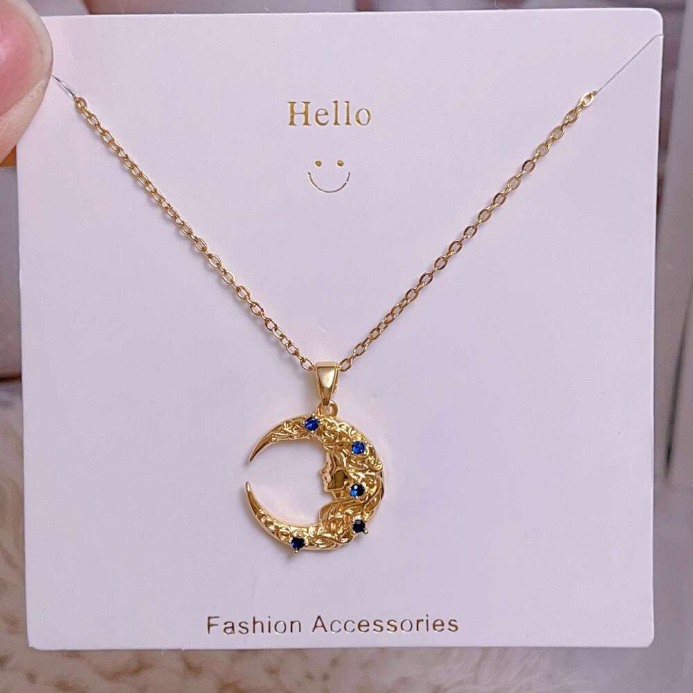 Simple Jewelry Gold-Plated Titanium Steel Thin Chain Rectangular Tarot Pendant Hot Girl Square Card Necklace A6b