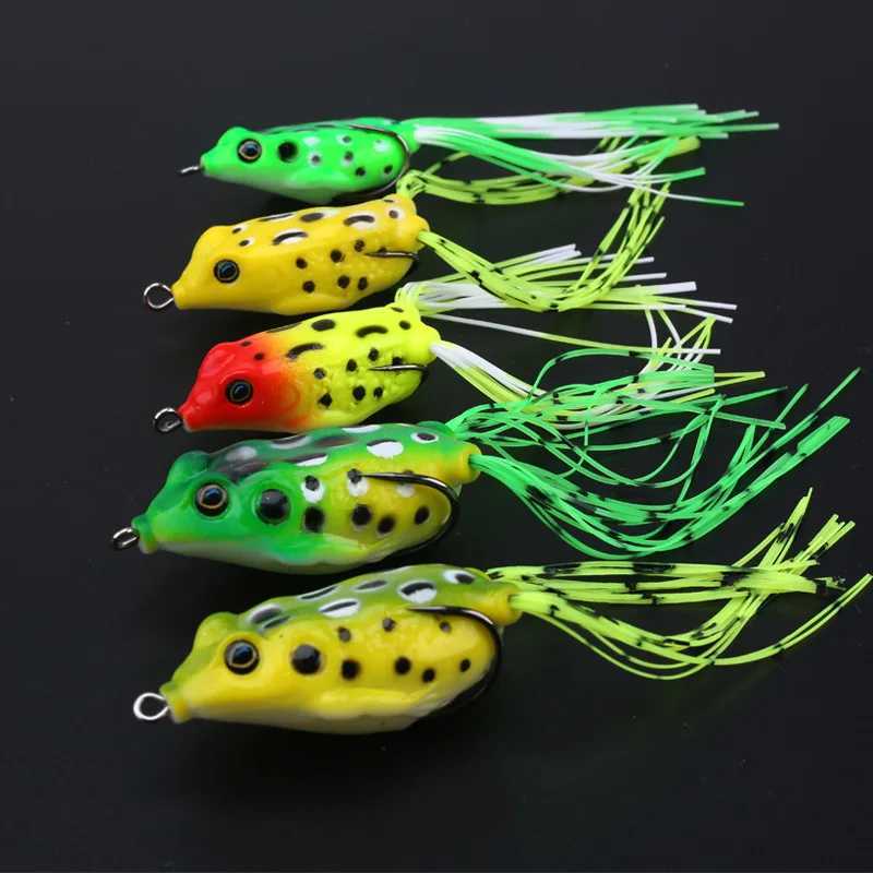 5 Pieces of High-Quality Frog-Shaped Baits with Storage Box - Sharp Hooks and Realistic Design Suitable for Upper Freshwater Fishing Z250717