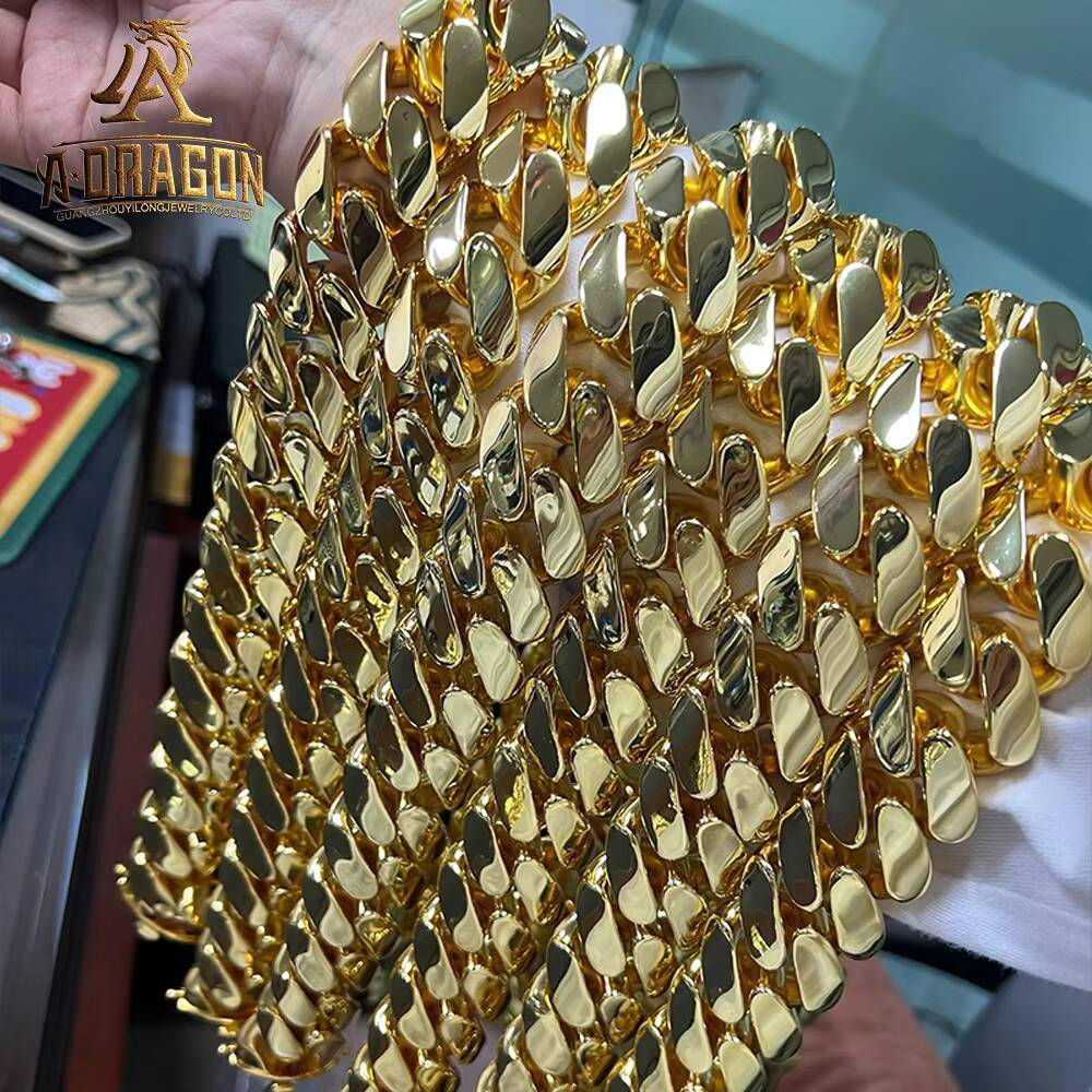 10MM Moissanite Cuban Chain Fast Shipping Round Brilliant Cut 10k 14k Solid Gold Cuban Link Chain for Men Women