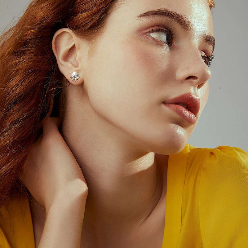 2 Carat D Color Moissanite Fireworks Bloom Earrings Niche Design High-End Feel S Sterling Sier Minimalist Ear Jewelry 970