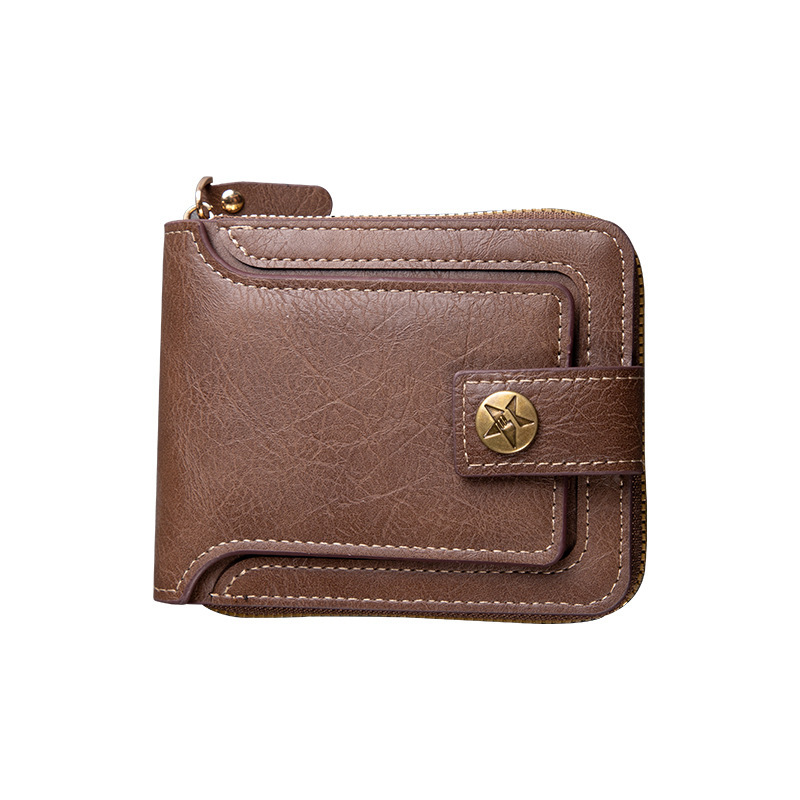 Designer Quality Men Short Wallet European And American Fashion Multifunctional Retro Horizontal Coin Purse Zipper Buckle Card Holder Luxury Wallet Me