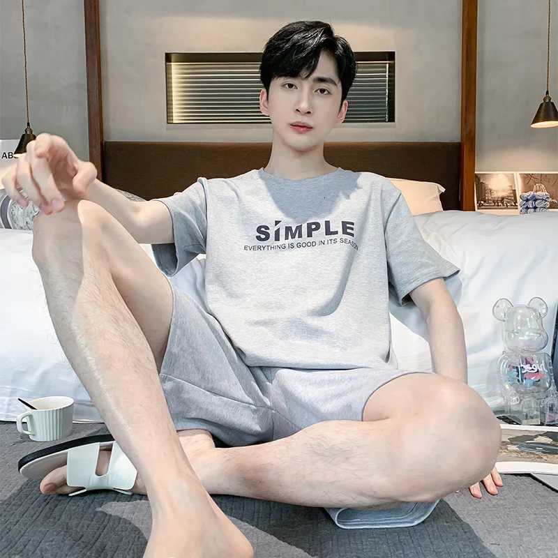 100% Cotton Mens Pajamas Set Plus Size 4XL Cotton Summer Short-sleeved Pajamas Casual Style Pijamas Mens Homewear Men Loungewear W250717