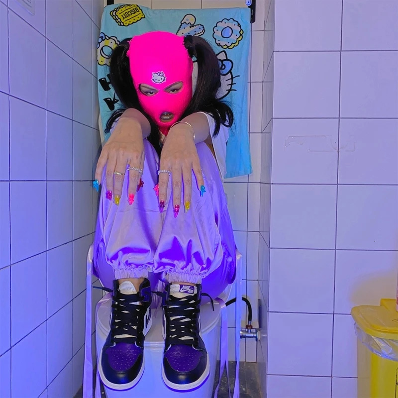 Ski Mask Y2K Balaclava Full Face Cover Hat 3 Holes Christmas Party Mask Embroidery Cosplay Winter Warm Knitted Hippop Bar Caps 250717