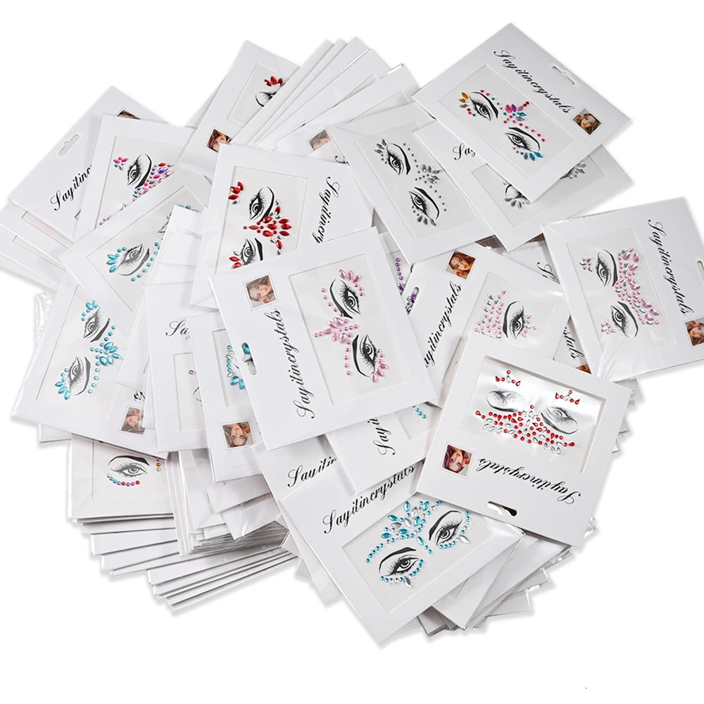 51Pcs Random Colorful s Face Tattoo Sticker Children Glitter Diamond Temporary Stickers DIY Party Makeup Decal 250714