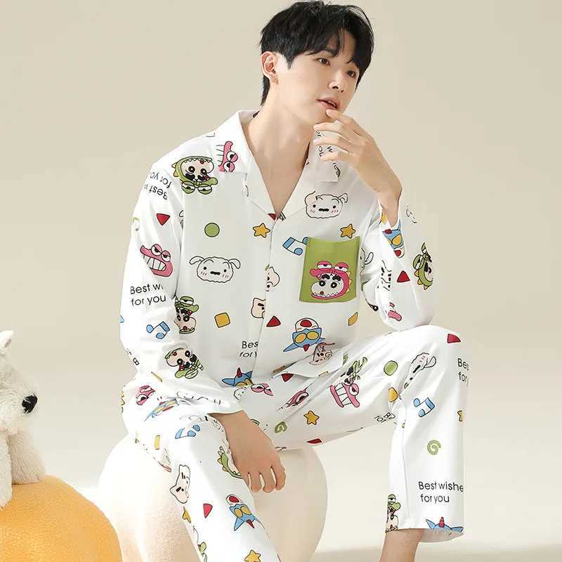 Cotton Pajamas Mens Spring and Autumn Long Sleeve Pants Men Can Wear A Large Size Home Suit Cozy Thermal Pajamas for Both Men and Women W250717