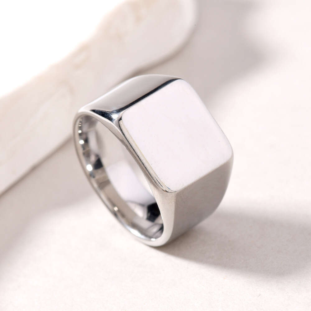Trendy Titanium Casting Geometric Smooth Stainless Steel Ring Unisex Adjustable Jewelry