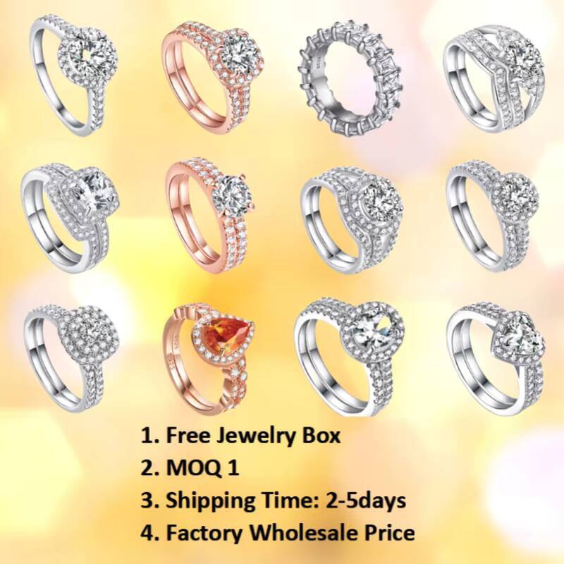 Wholesale 4ct Vvs Big All Moissanite Diamond Ring 925 Silver Diamond Fine Jewelry for Women