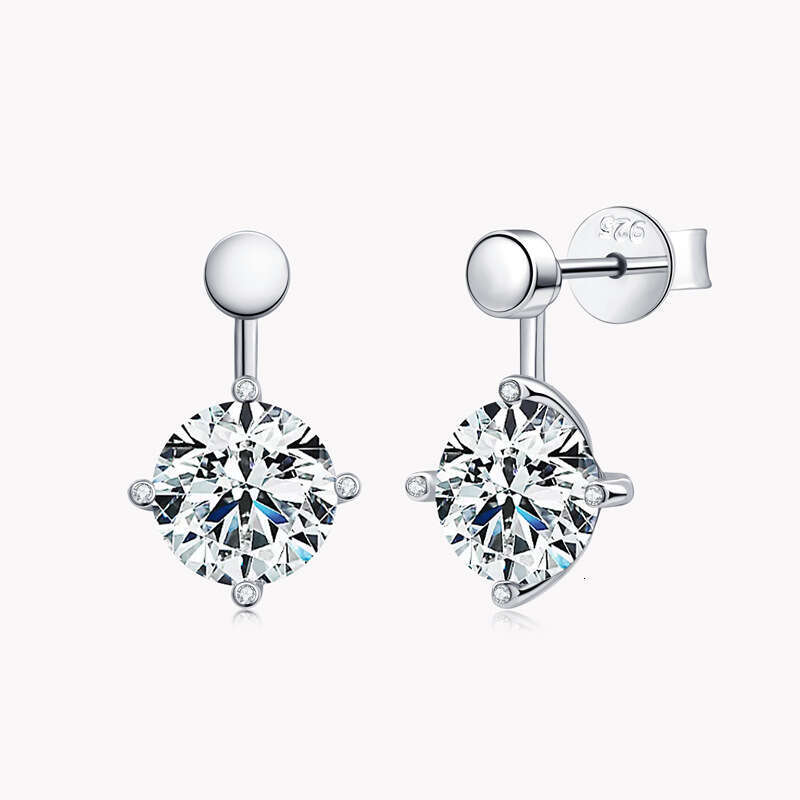 Fashionable Personality Double Wear Moissanite S Pure Sier Niche High-End Light Stud Earrings 87F