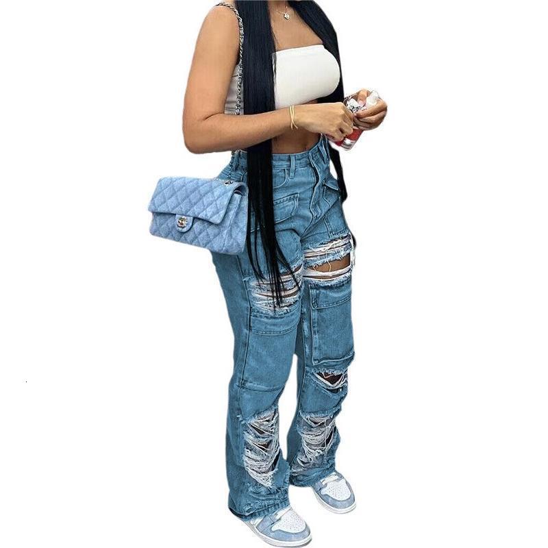 Womens New Casual Jeans Ripped Jeans