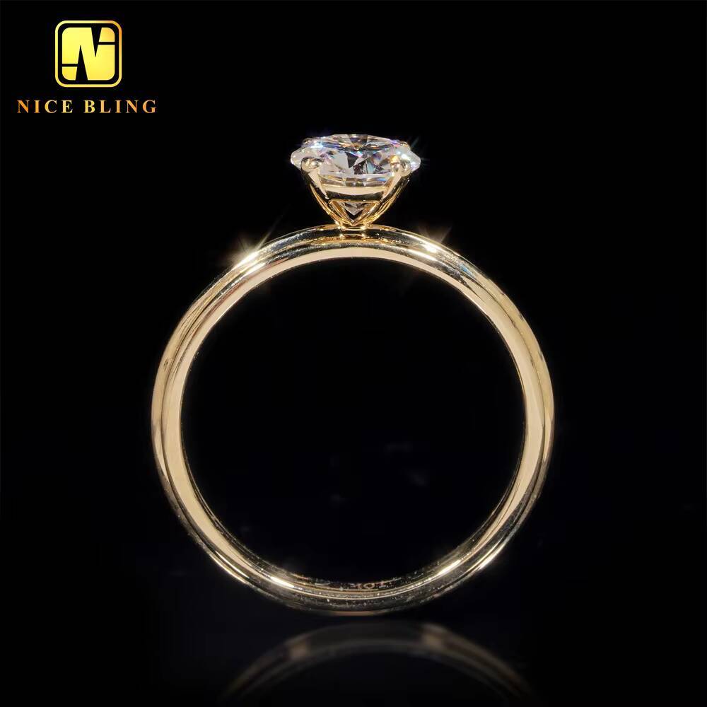 Ladies Jewelry Diamond Wedding Rings Women 10K Real Gold Round Cut VVS Moissanite Engagement Rings for Women