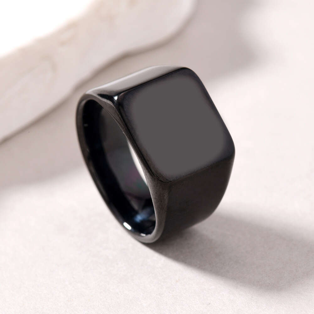 Trendy Titanium Casting Geometric Smooth Stainless Steel Ring Unisex Adjustable Jewelry