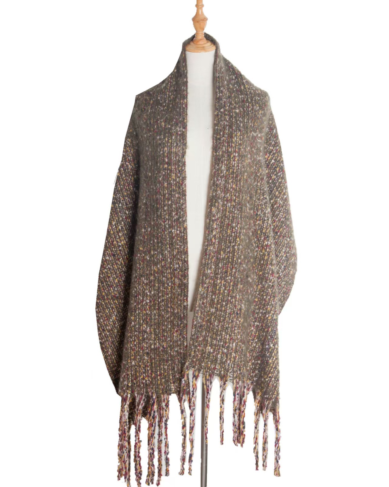T1234 European and American shawl new style circle yarn clip flower thick tassel scarf
