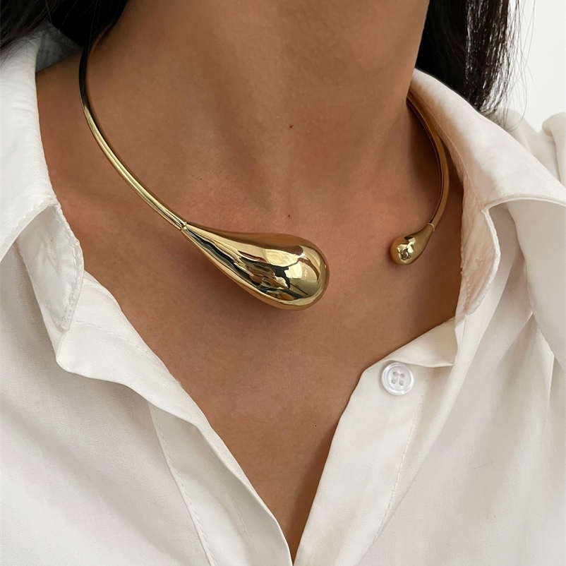 Perisbox Statement Irregular Chunky Water Drop Open Choker Necklace for Women Girls Punk Goth Jewelry 250716