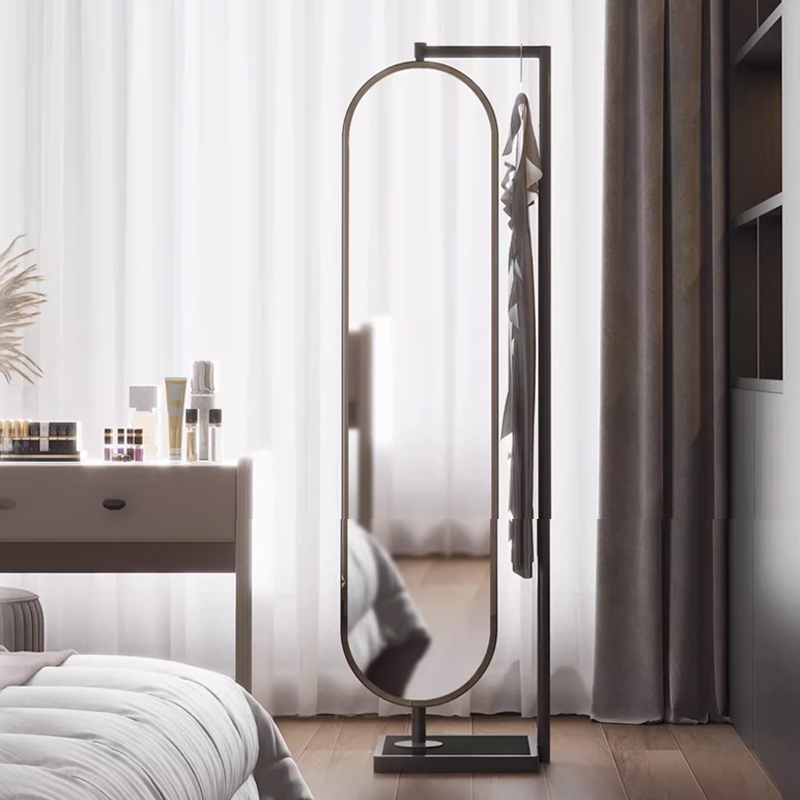 dressing mirror Elegant Double-Sided Floor Standing Mirror Cabinet with Storage