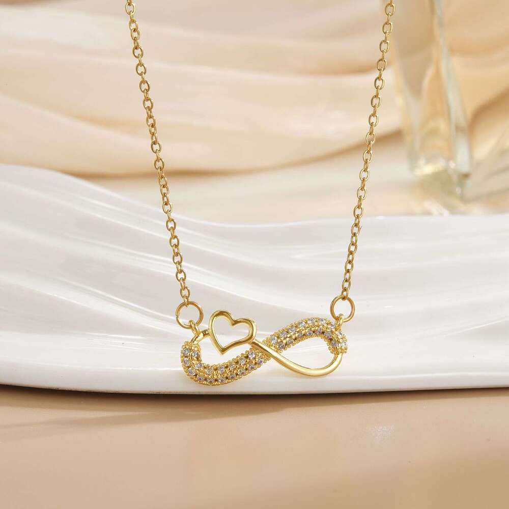 Personalized Design Infinite Loop Zircon Necklace Titanium Steel Figure 8 Collarbone Chain Women's Non-Fading Jewelry E70