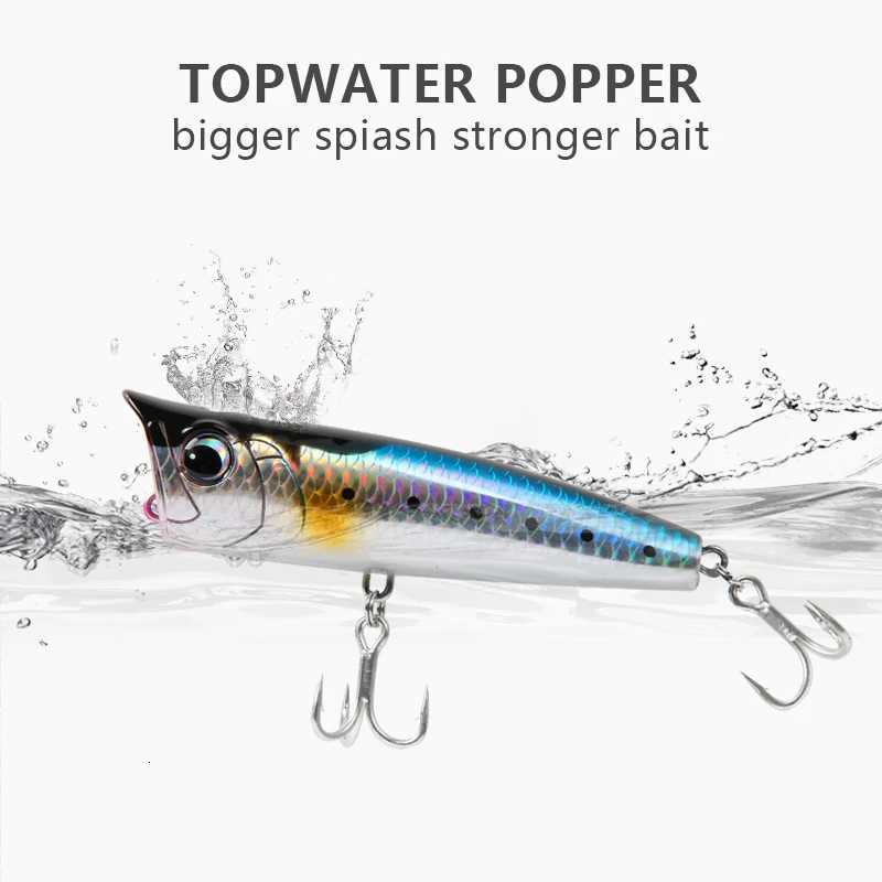 LETOYO Topwater Popper 8.5-30g floating Rock pop Artificial Hard Baits for Bass Perch Pike Fishing Lure Z250717