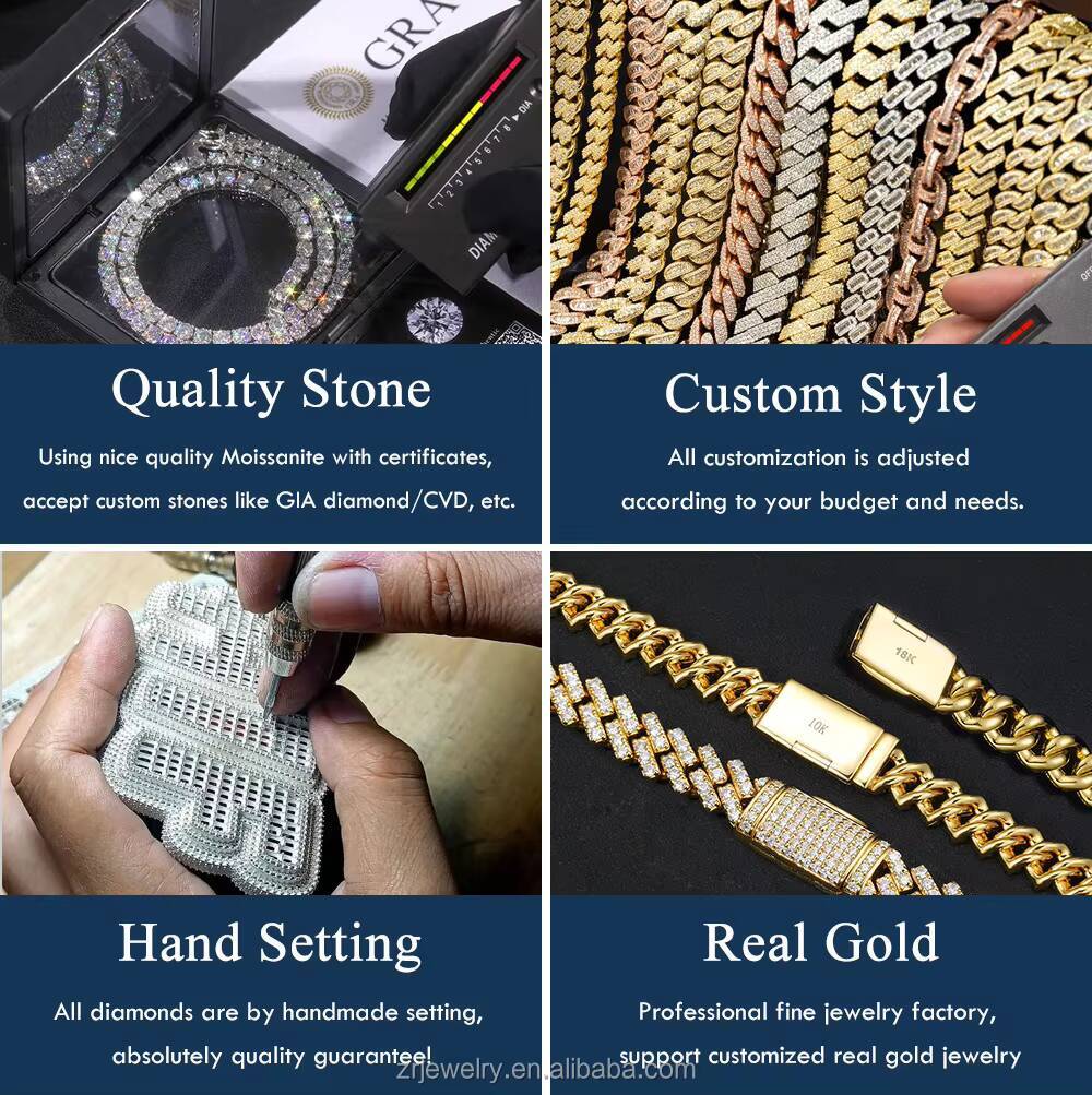 Miami Cuban Link Hip Hop Moissanite Necklace 8mm-12mm Sizes VVS 925 Sterling Silver Unique Moissanite Cuban Chain