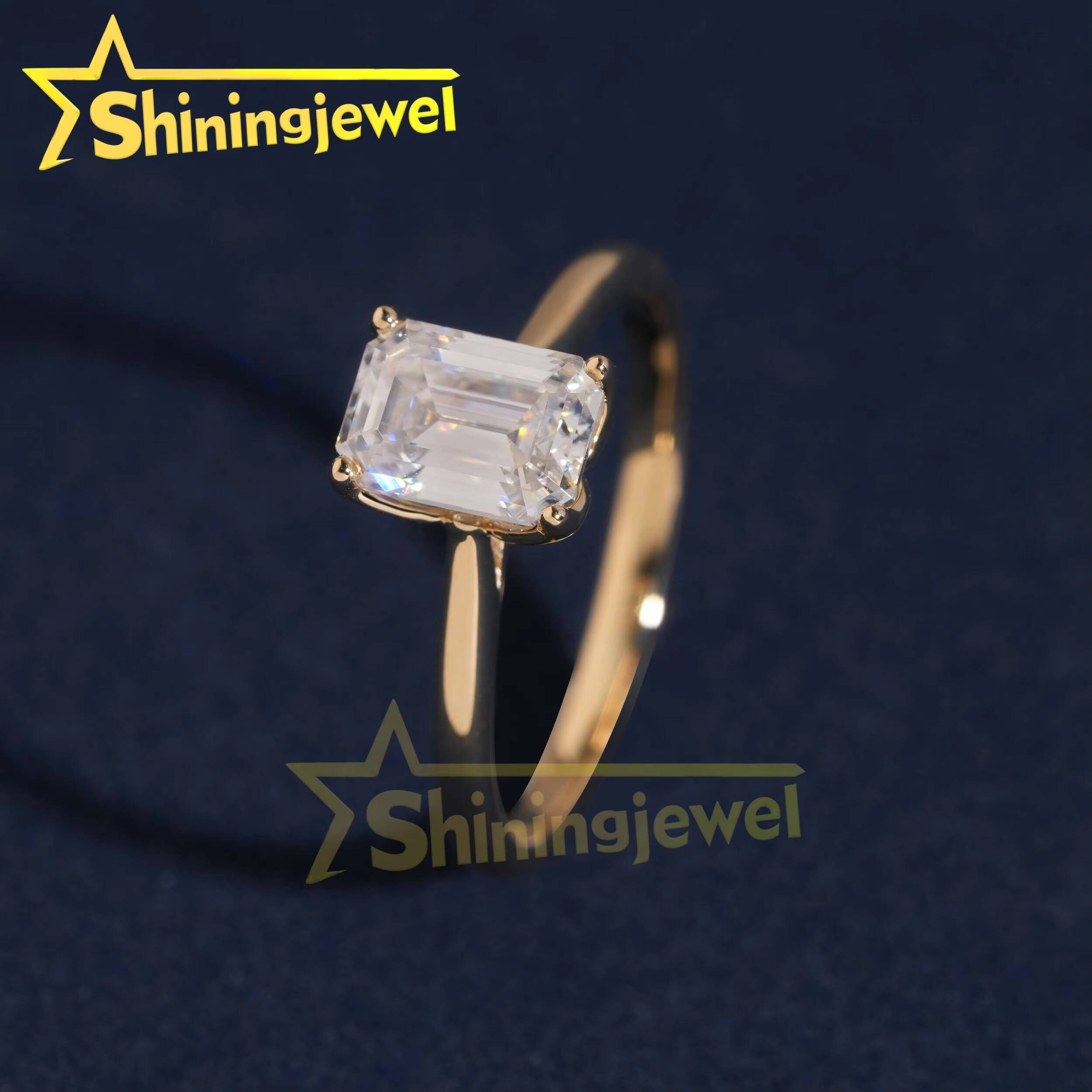 Customized Emerald Lab Diamonds10K 14K 18K Solid Gold GRA Moissanite Pass Diamond Tester Plain Band Wedding Rings Fine Jewelry