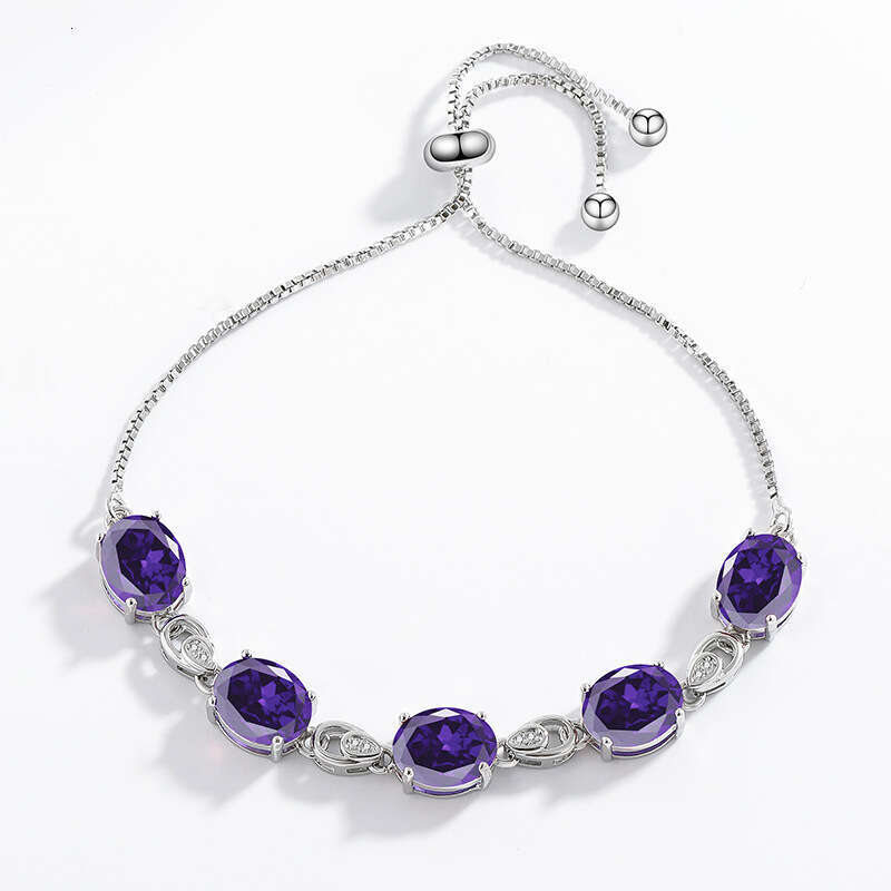 Moissanite Crystal Bracelet with Dia Inlay, Colorful Pull-out Adjustable Jewelry for Women, High Carbon Stone 8c9