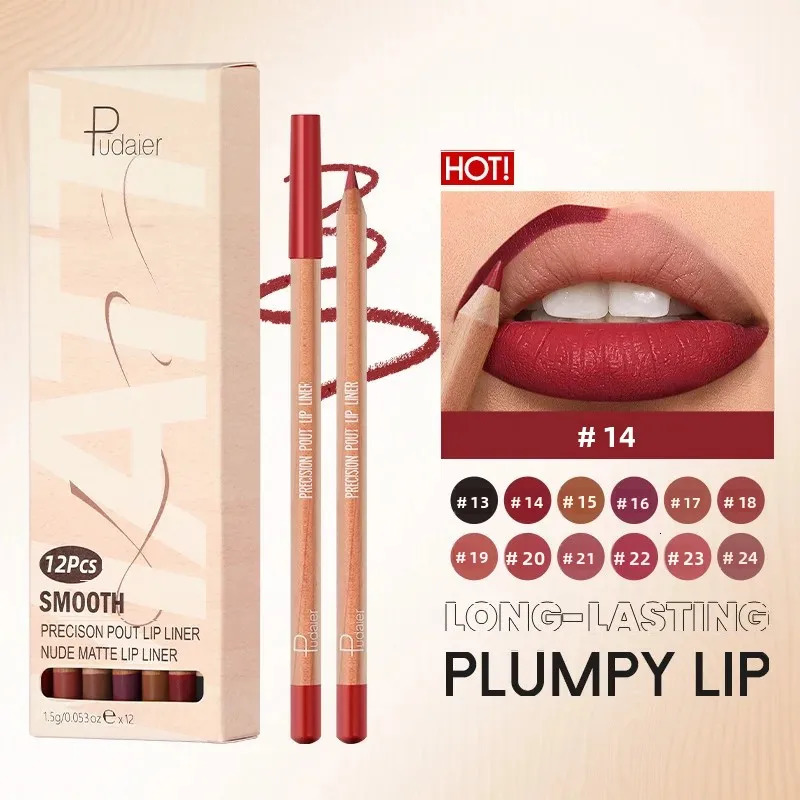 12pcs Velvet Matte Lip Liner Set Long-Lasting Versatile Shades Lip Makeup Berry Brown Pink Black- Precision Lip Pencil Kit 250716