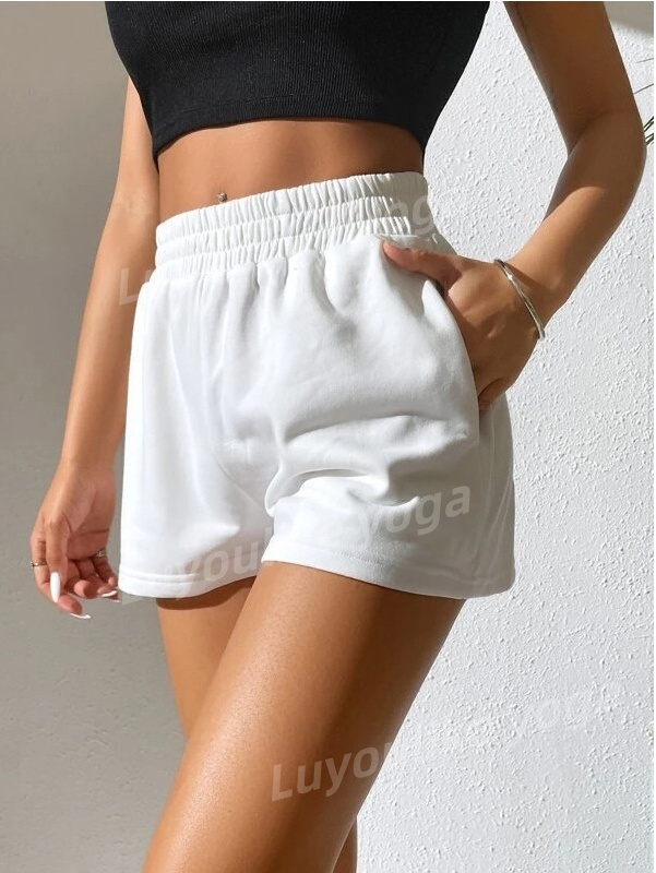 O155 Yoga Outfit Capris Tight Hip Lift Fitness Shorts Womens Sports Shorts Sweating Fast Dry Cycling Outwear Elastic Waist Loose Solid Color Shorts