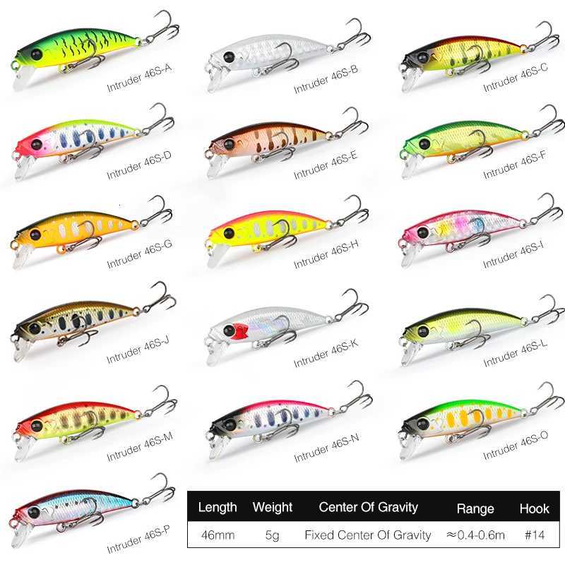 TSURINOYA 46S Sinking Minnow Fishing Lure Intruder 46mm 5g Artificial Trout Ajing Stream Lake Jerkbait Rockfishing Hard Baits Z250717