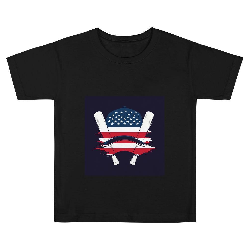 ddmywed Boy and girl Children's T-shirt a T-shirt with an american flag on the front of it