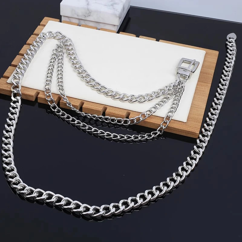 Multi Layer Punk Silver Metal Chain Belts For Women Long Tassel Waist Gold Chain Dress Belt Female Jeans Waistband Body Chain 250715