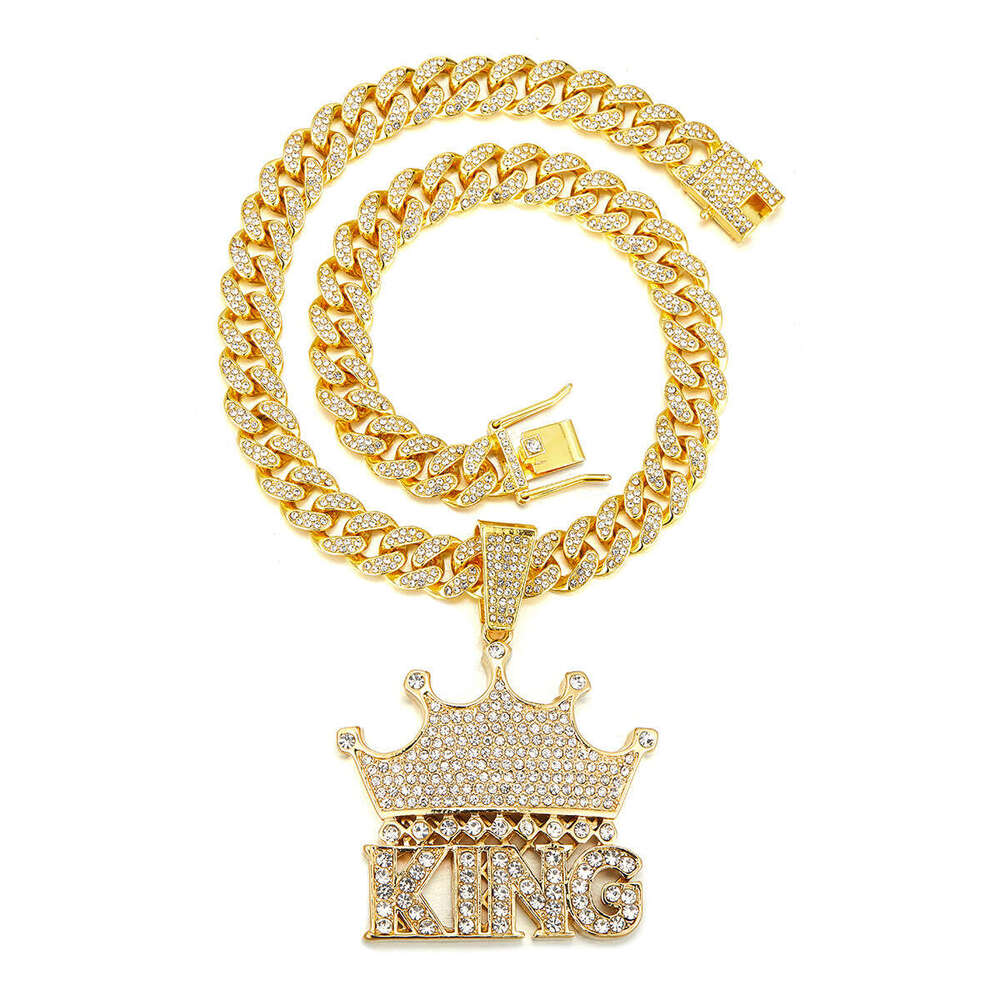 New Hip-Hop Rap Street Dance Cool Jewelry Full Dia Crown Letter King Pendant Necklace