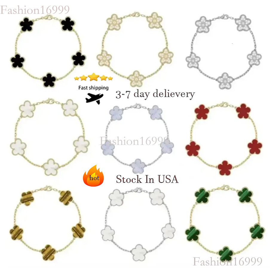 2025 Designer Bracelet Four Leaf Clover Bracelets Fashion Bracelets Classic Designer Bracelet High Quality Mother Pearl White Black Red Moissanite Jewlery