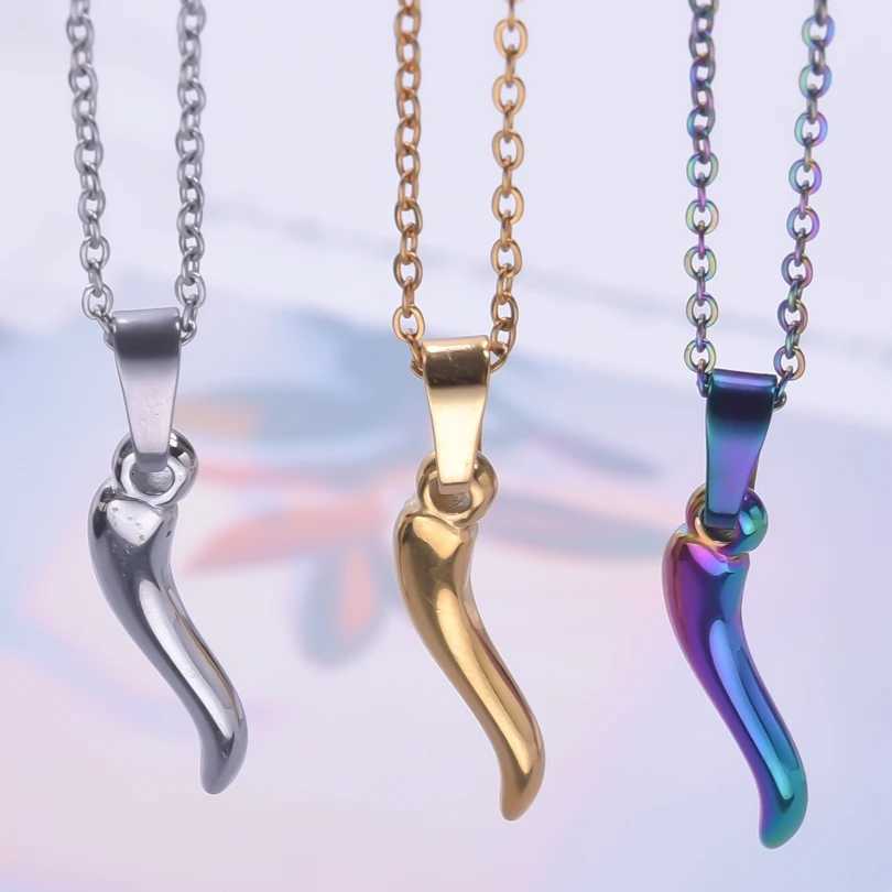 1Pc Stainless Steel Women Italian Lucky Horn Chili Pendant Necklaces Personality Red Hot Pepper Men Grunge Necklaces Jewelry XJ250717