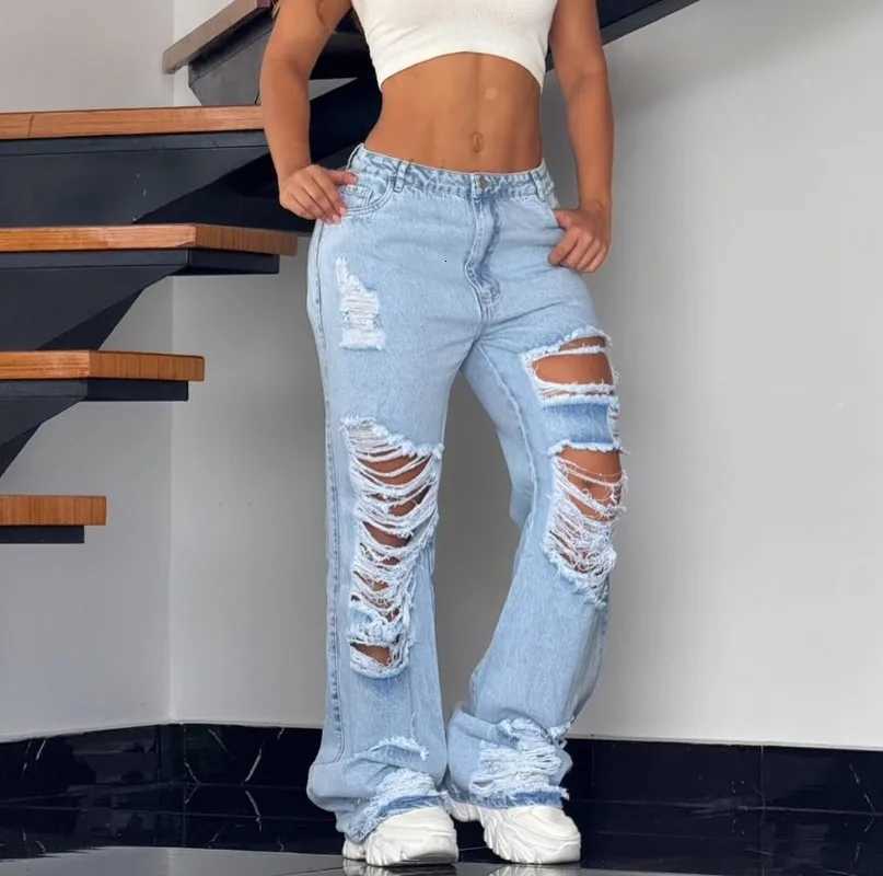 2025 Spring and Summer new trendy high street men ripped jeans y2k hip-hop Gothic slim-fit pants Harajuku street fashion jeans R250716