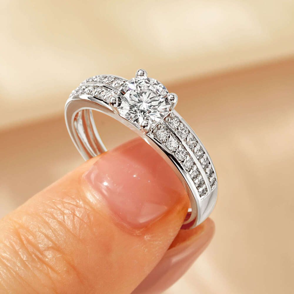 Gypsophila Imitation Moissanite French Style Valentine's Day For Girlfriend Birthday Gift Zircon Ring 0Cb