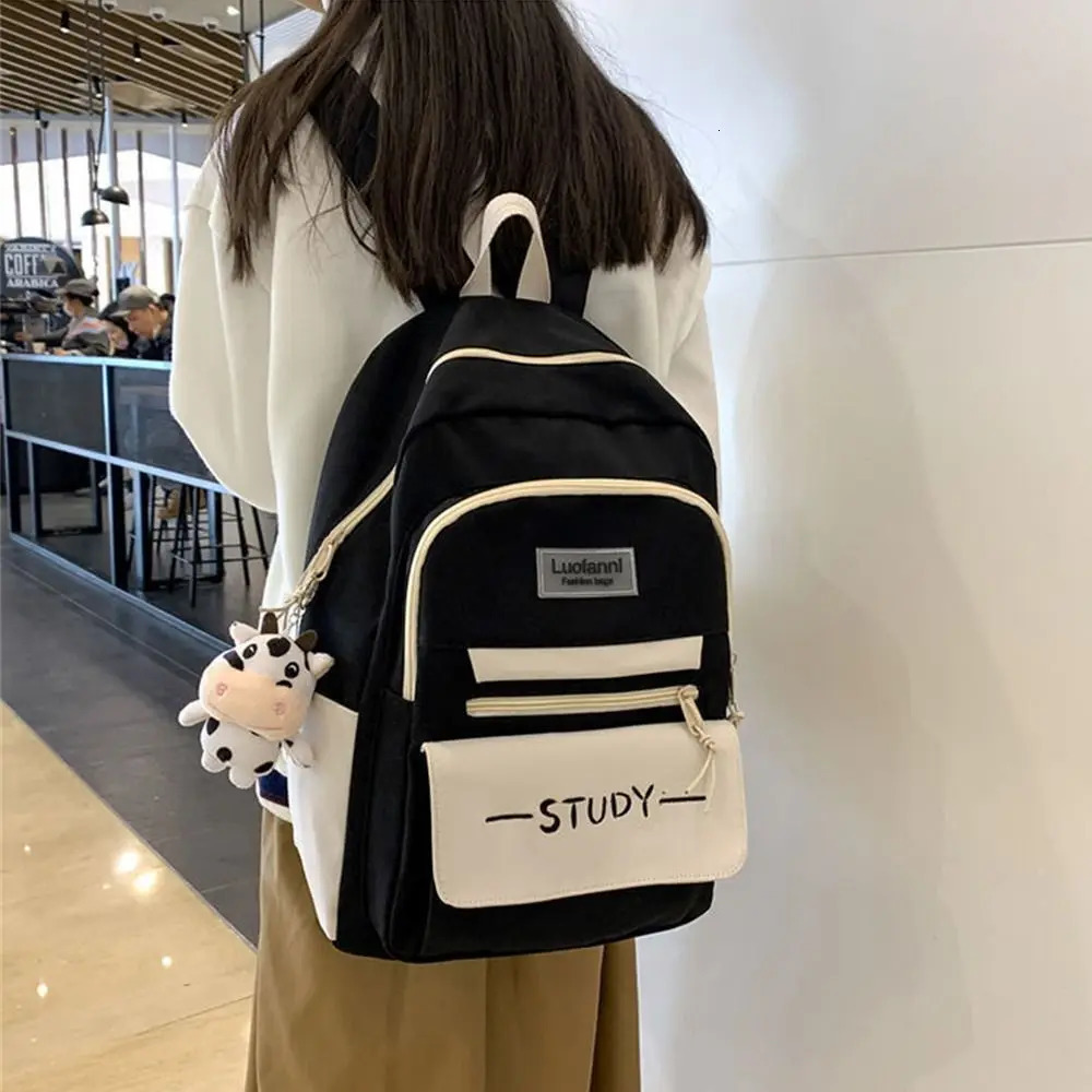 Fashion Nylon Large Capacity Backpack Waterproof Pure Colour Student School Bag Multi-function Rucksack Bags Women Men 250714