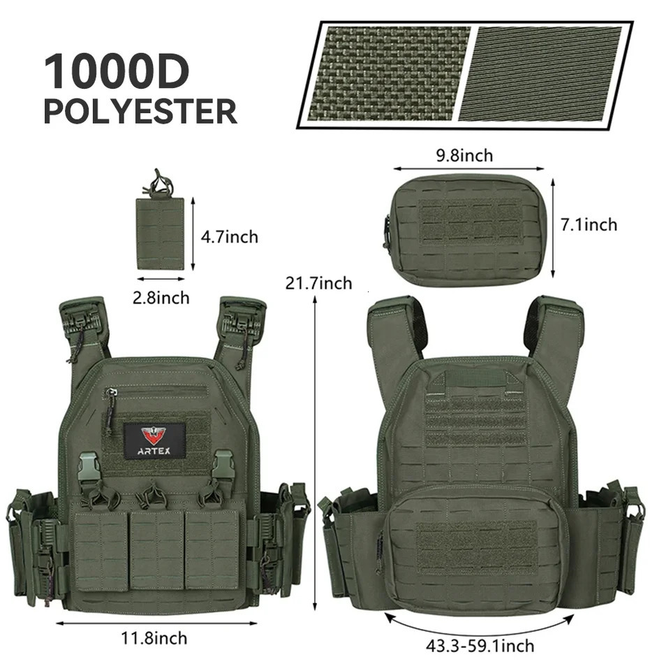 Ranger Green Plate Tactical Vest With Quick Release Security Molle Bandolier Laser Cut Vest 250618