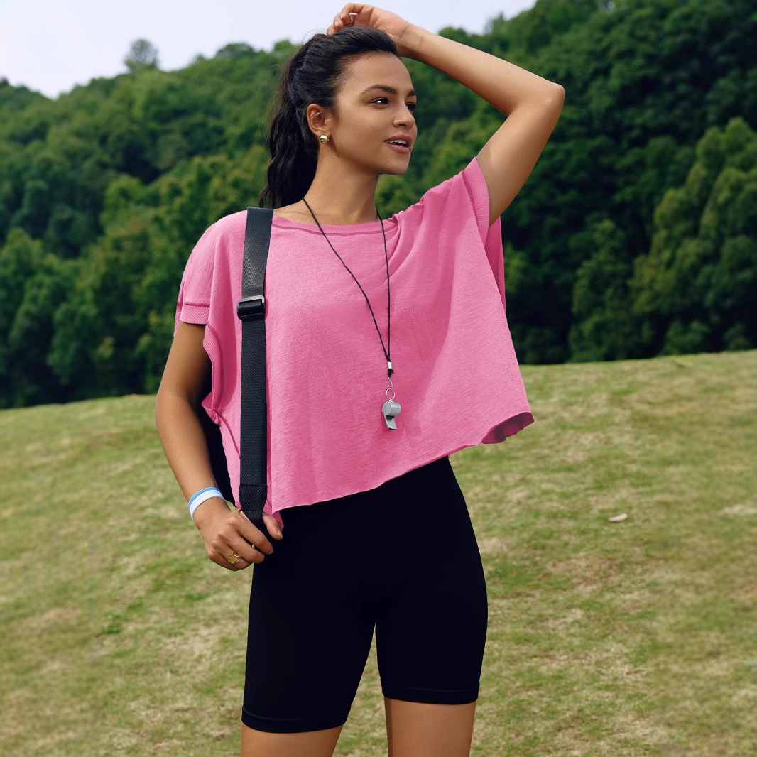 Women's T Shirts Fashion Going Out Tops For Women Cutout Open Back Summer Crop Top Loose Fit Short Sleeve Tee Workout Beach Covers