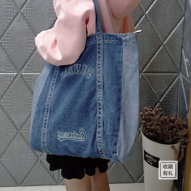 Summer new trend retro fresh canvas denim women's shoulder bag crossbody bag women's bag shoulder bag casual fashion new designer bag