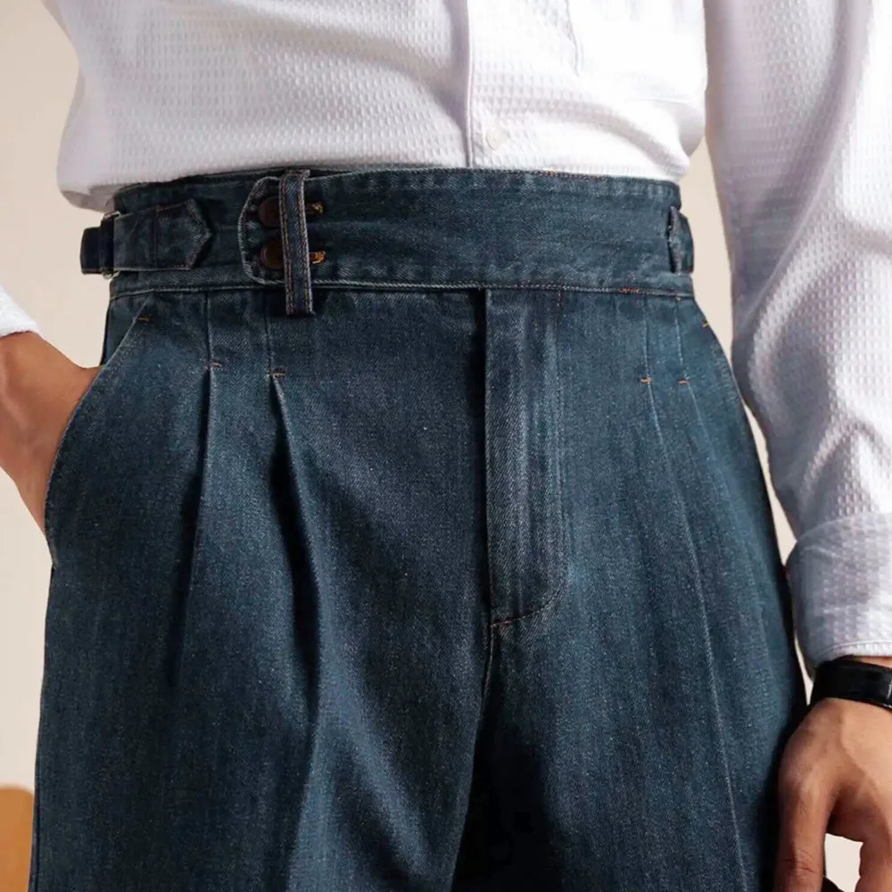 Naples Loose Washed High Grade Business Pant Men Dress Trouser High Quality Cotton Blend Double Pleated Jeans Straight Leg Pant 250707