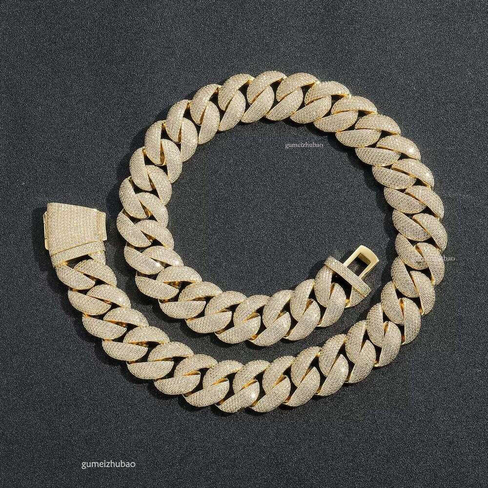 Top jewelry necklaceDesigner necklaceHip-Hop Iced Out White VVS Sterling Sier26 Cubic Zirconia Four row drillCuban Chain Necklace for Men