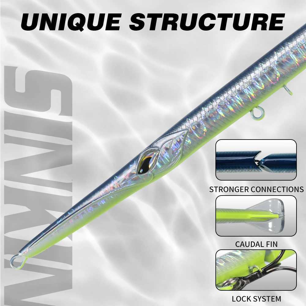 Hunthouse Jointed Pencil Bait 3 Section Fishing Lure 255mm/30.6g Needle Sinking Swimbait For Bluefish Seabass Tackle Z250717