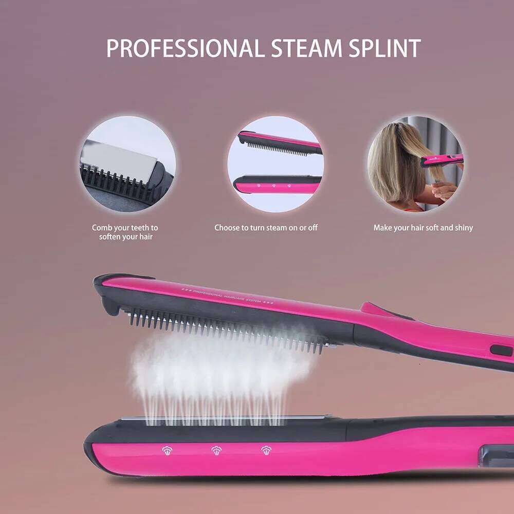 New Straightener Fast Heating Hot Hair Combs Titanium Curling Steam Flat Straightening Iron