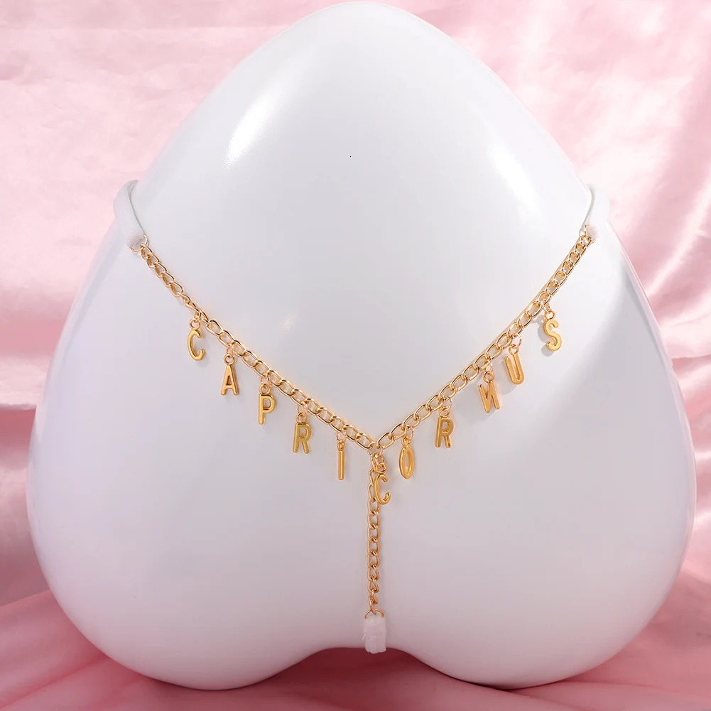 Personality Multicolor Bikini Thong Letter Waist Body Chain For Women Golden Metal Angel Baby Girl Body Jewelry 250716
