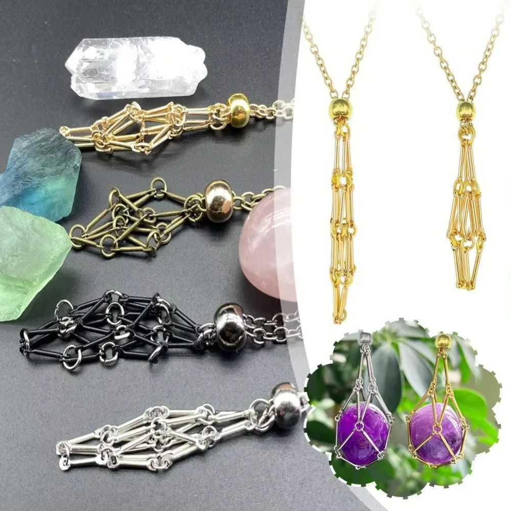 Metal Chain Crystal Cage Necklace DIY Stone Storage Stainless Steel Necklace Net Bag Necklace Jewelry Rhinestone Necklace HolderXJ250717