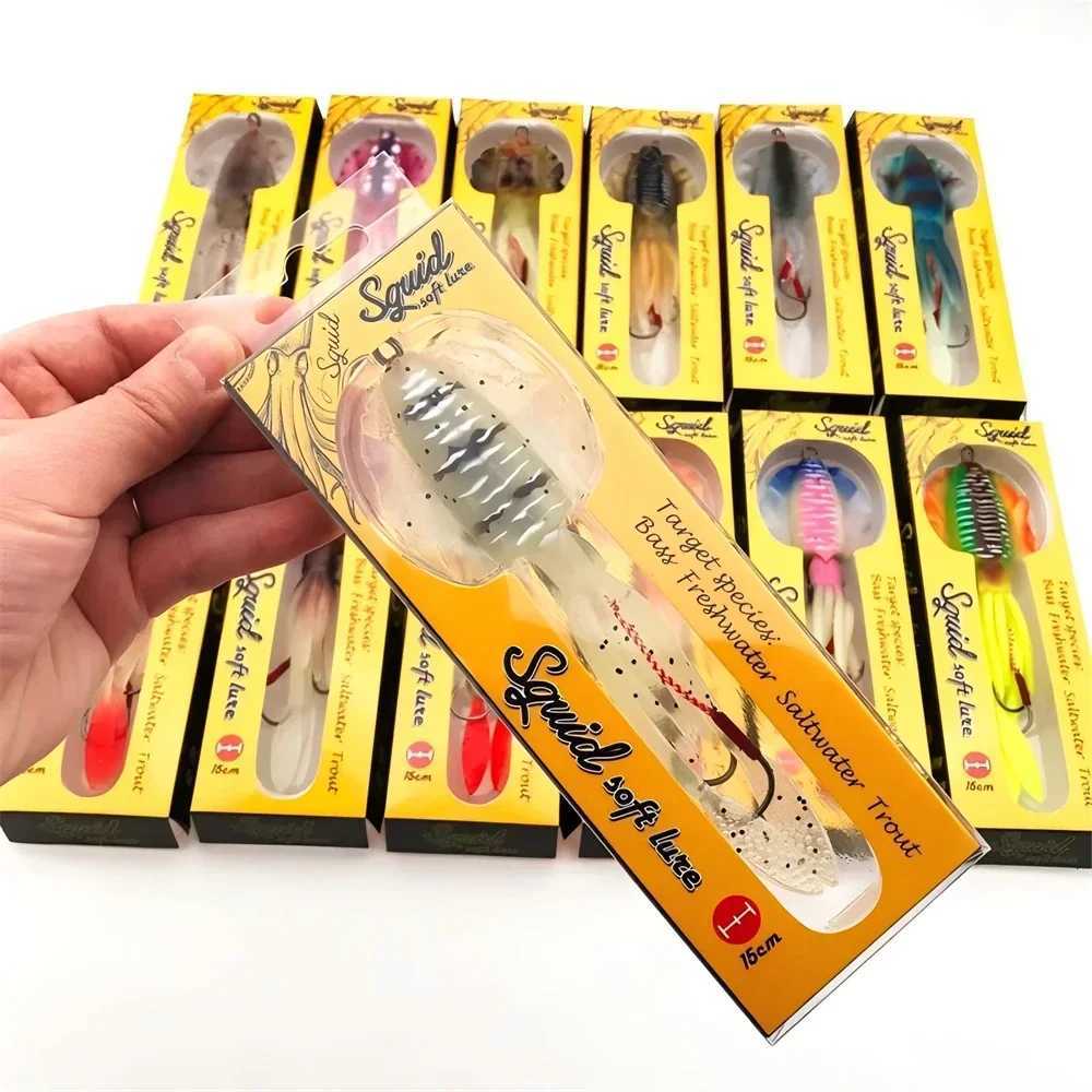ZUKIBO Soft Squid Bait Fishing Trolling Lure Octopus Jigs 60g Luminous UV Squid Jig for Deep Sea Boat Fishing WobbLErs Bait Z250717