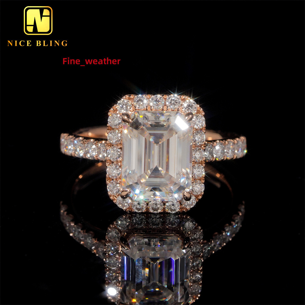 Custom Luxury Jewelry 14K Real Gold Iced Out VVS Moissanite Diamond Wedding Engagement Ring for Women