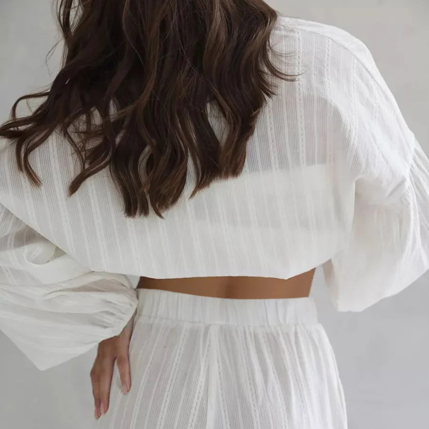 Autumn In 100% Cotton Pyjama loose Long-sleeved Trousers Sets 2Pcs Outfit Sleepwear Womens Pajamas Breathable Nightwear 250715