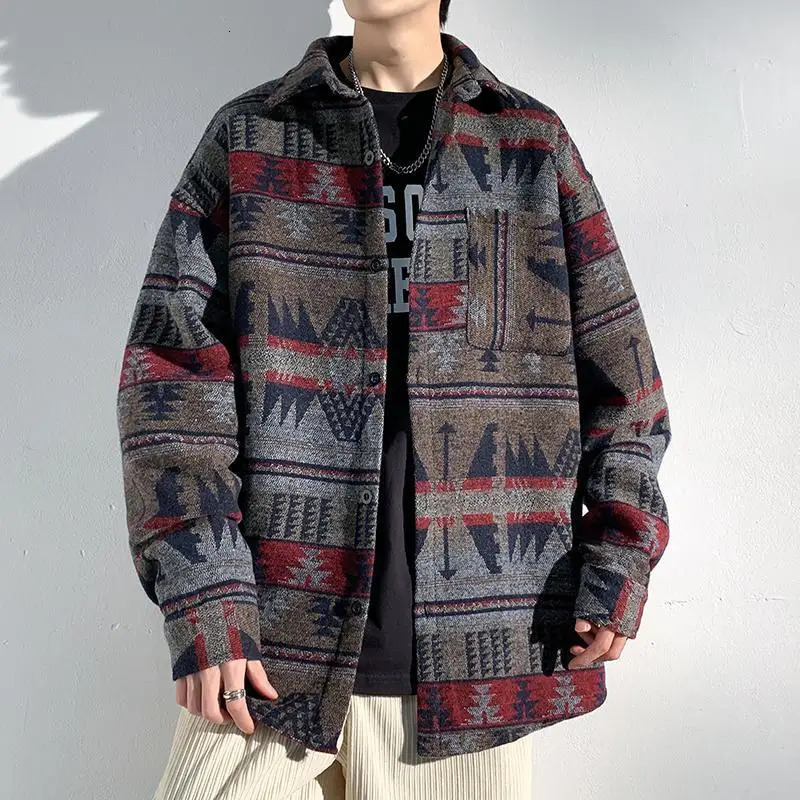Japanese Fashion Woolen Jacket Mens Spring Autumn Loose Casual Lapel Top Trend Solid Color Oversized Jacket Aesthetic Preppy 250715